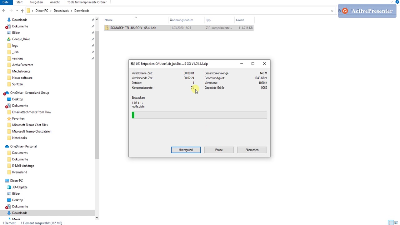 USB Stick für das SW Update vorbereiten