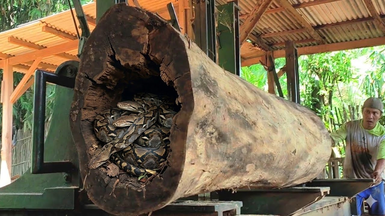 Suddenly died while sawing a 4000 year old stump inside the sawmill