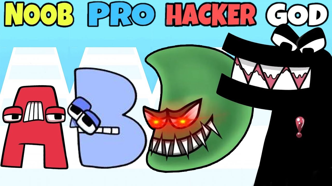 NOOB vs PRO vs HACKER vs GOD in Merge Alphabet Lore Run