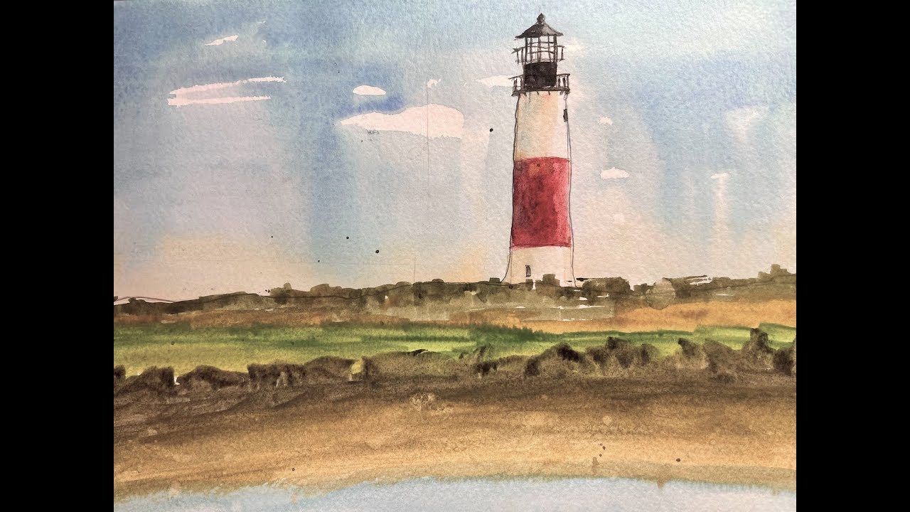 EXTREME BEGINNERS - Simple and colorful Watercolor Lighthouse with Chris Petri