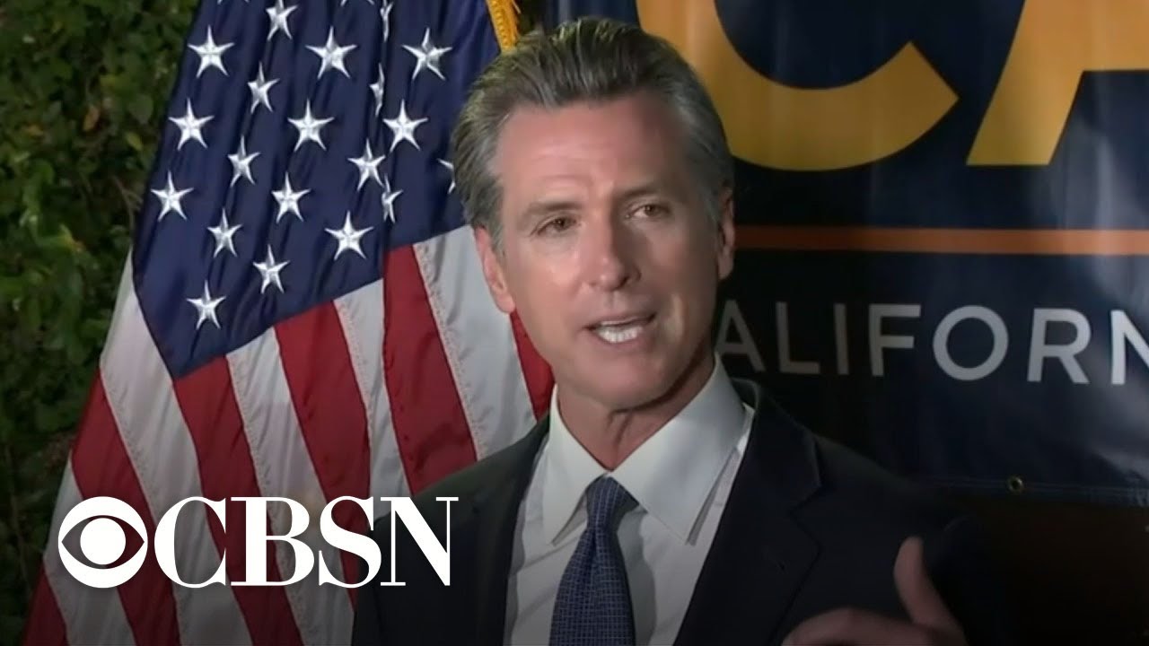 California Governor Gavin Newsom addresses his supporters after surviving recall effort