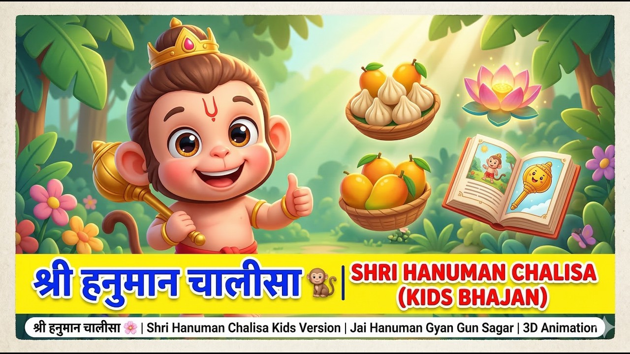 श्री हनुमान चालीसा 🌸 | Shri Hanuman Chalisa Kids Version | Jai Hanuman Gyan Gun Sagar | 3D Animation