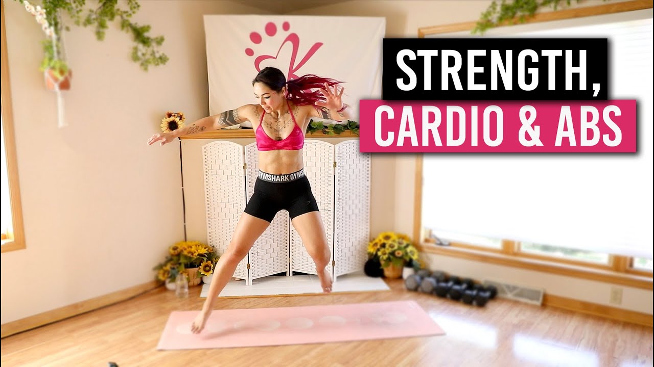 Strength, Endurance & Abs at Home Workout w/ Dumbbells