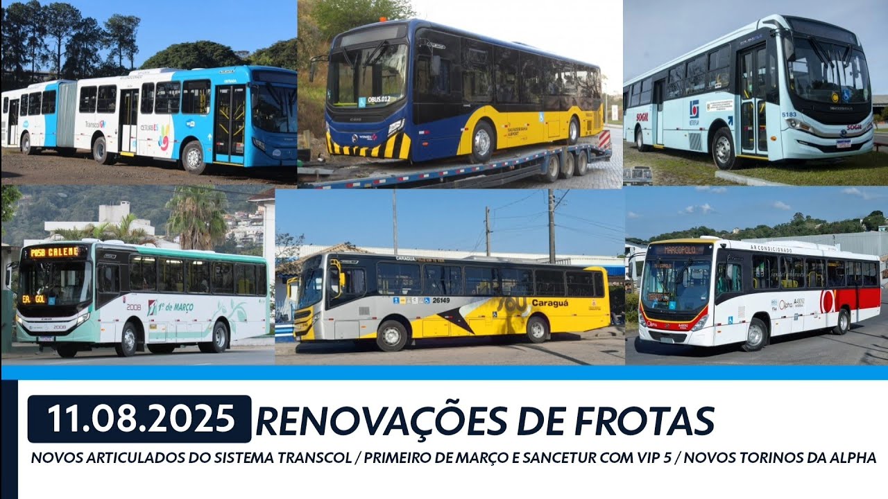 RENOVAÇÕES DE FROTAS: Novos articulados do ES - Sancetur e 1° Março com Vip 5 - Novos Torinos Alpha
