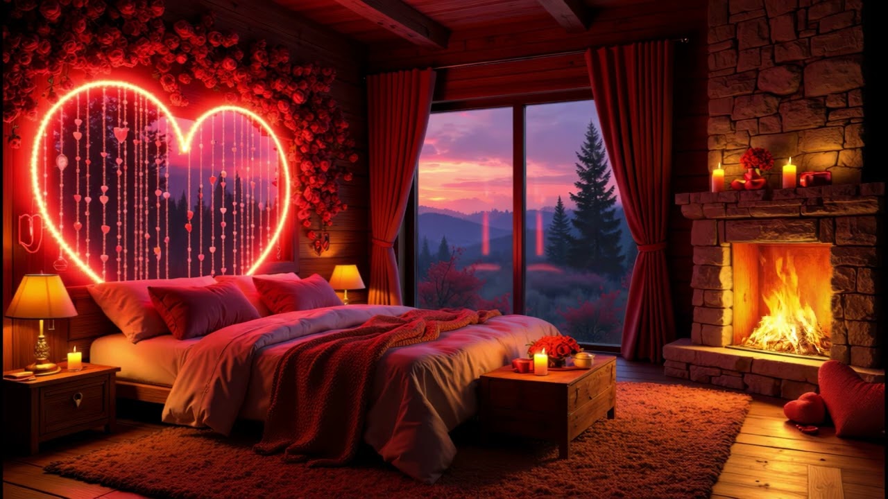 Cozy Valentine's Day Fireplaces Music 💖🔥Valentine Romantic Piano Music 🌹 Valentine's Ambiance