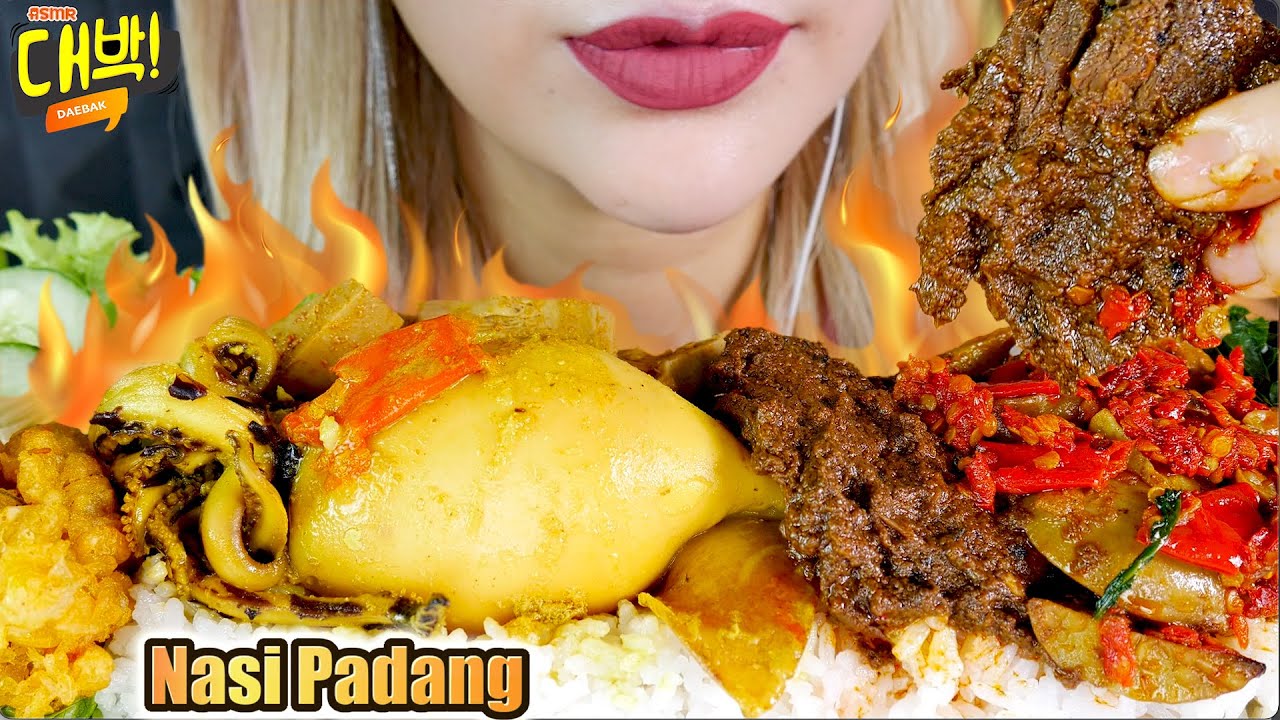 ASMR 😋🔥NASI PADANG | 🦑GULAI CUMI KUNING, 🐮RENDANG BALADO, GULAI NANGKA, PERKEDEL KENTANG + JAGUNG