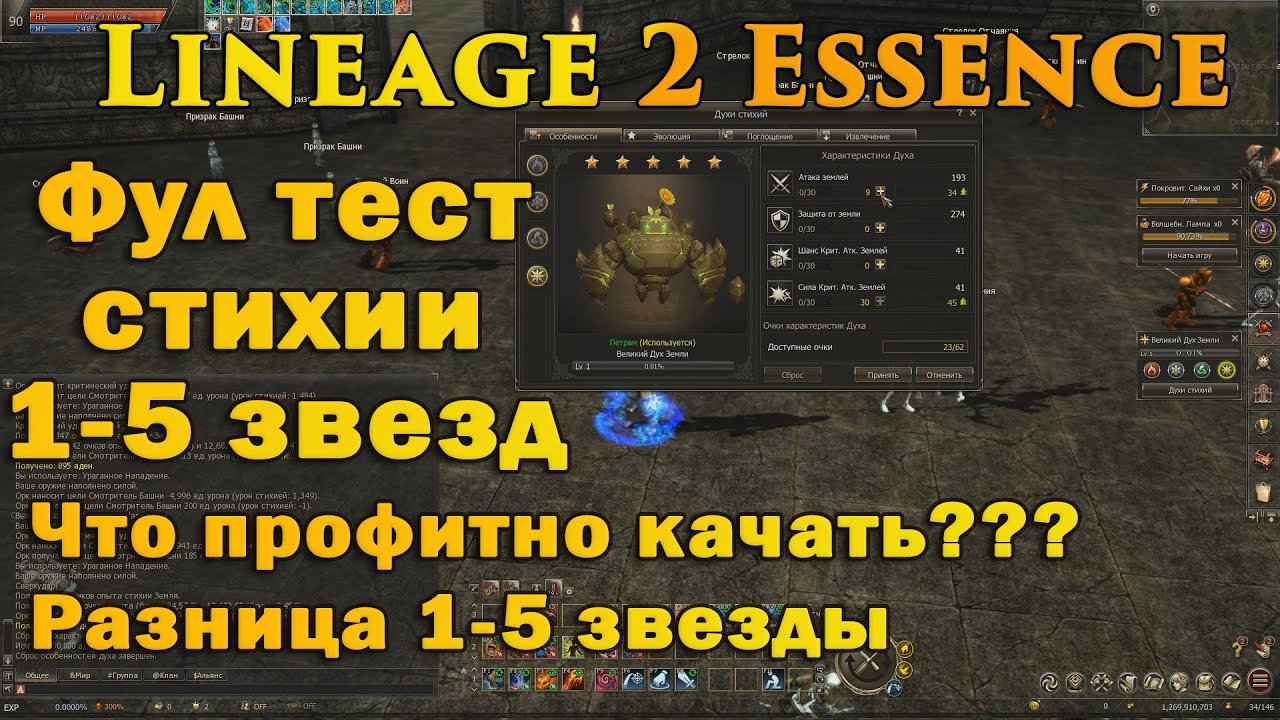 Полный тест стихии в Lineage 2 Essence с 1 по 5 звезду. Что профитно качать силу или шанс крита?