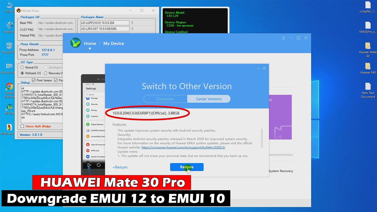 HUAWEI Mate 30 Pro - How To Downgrade EMUI 12 to EMUI 10