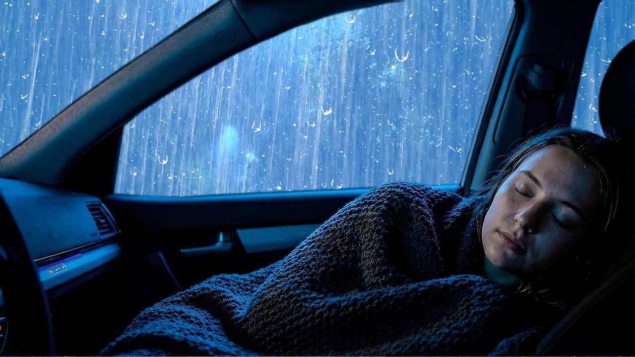 Stop Racing Thoughts Tonight with Torrential Rain & Deep Thunder on a Cozy Car at Night
