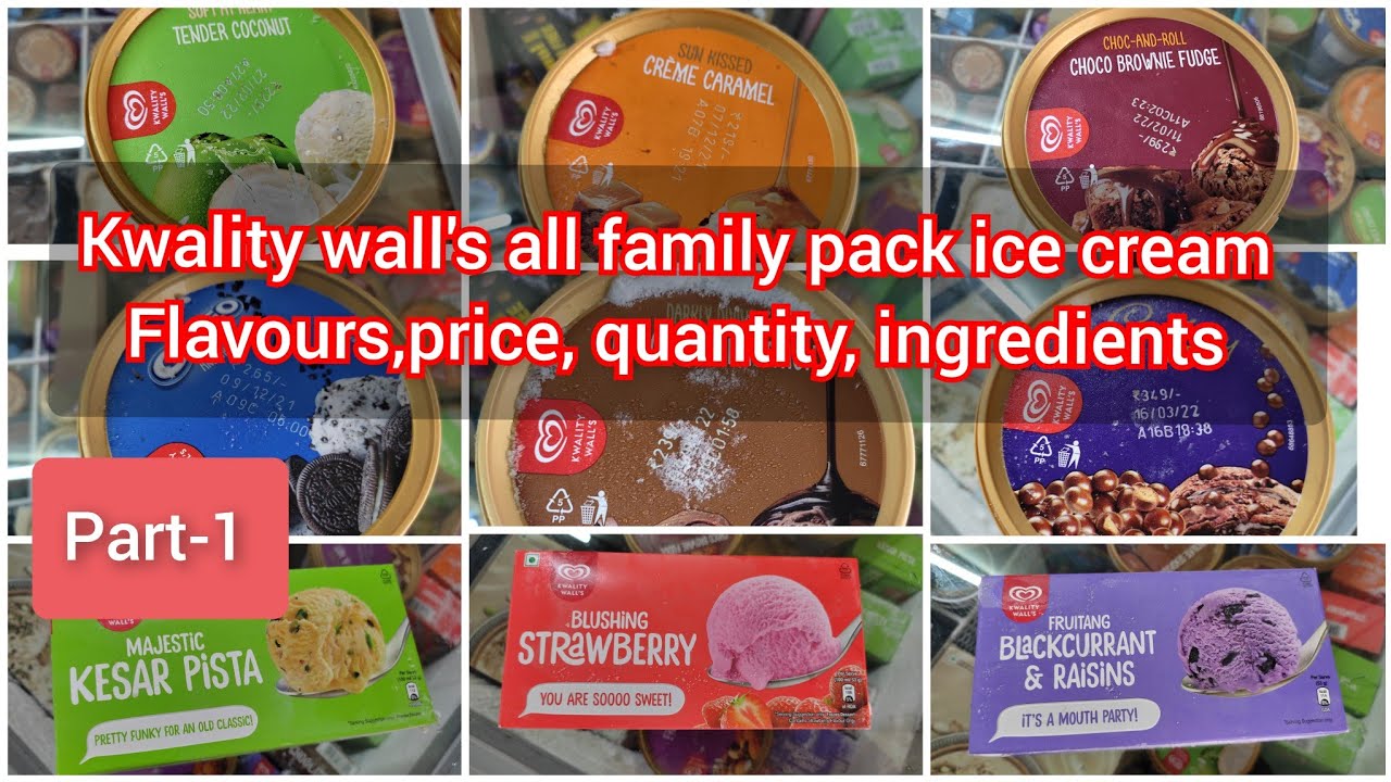 Kwality wall's ice cream/kwality wall's family pack icecream price, quantity, ingredients in Hindi