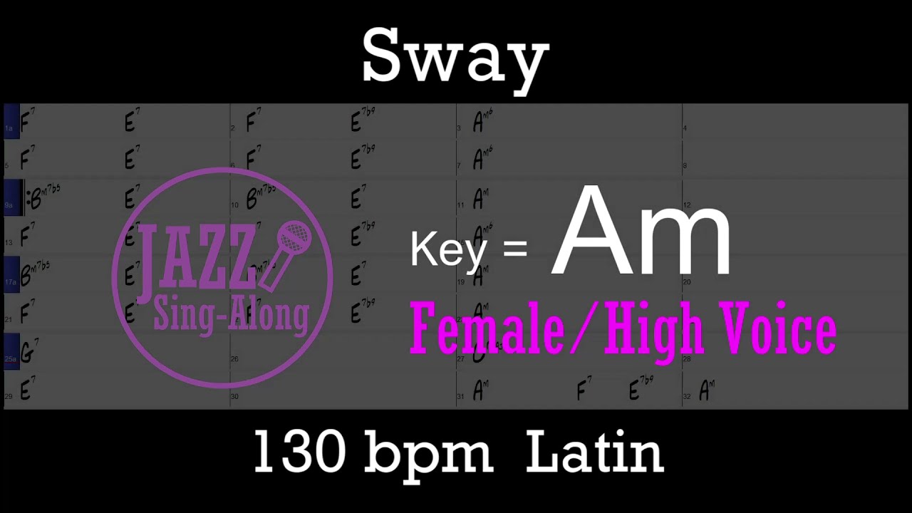 Sway- a backing track with Intro + Lyrics in Am (Female) - Jazz Sing-Along