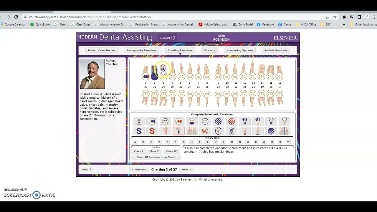 Explanation of how to use Evolve Interactive Dental Office - Digital Charting Exercises