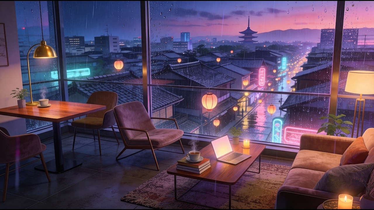 Rainy Night in Kyoto 🌙 2AM Lofi Beats for Studying & Deep Calm