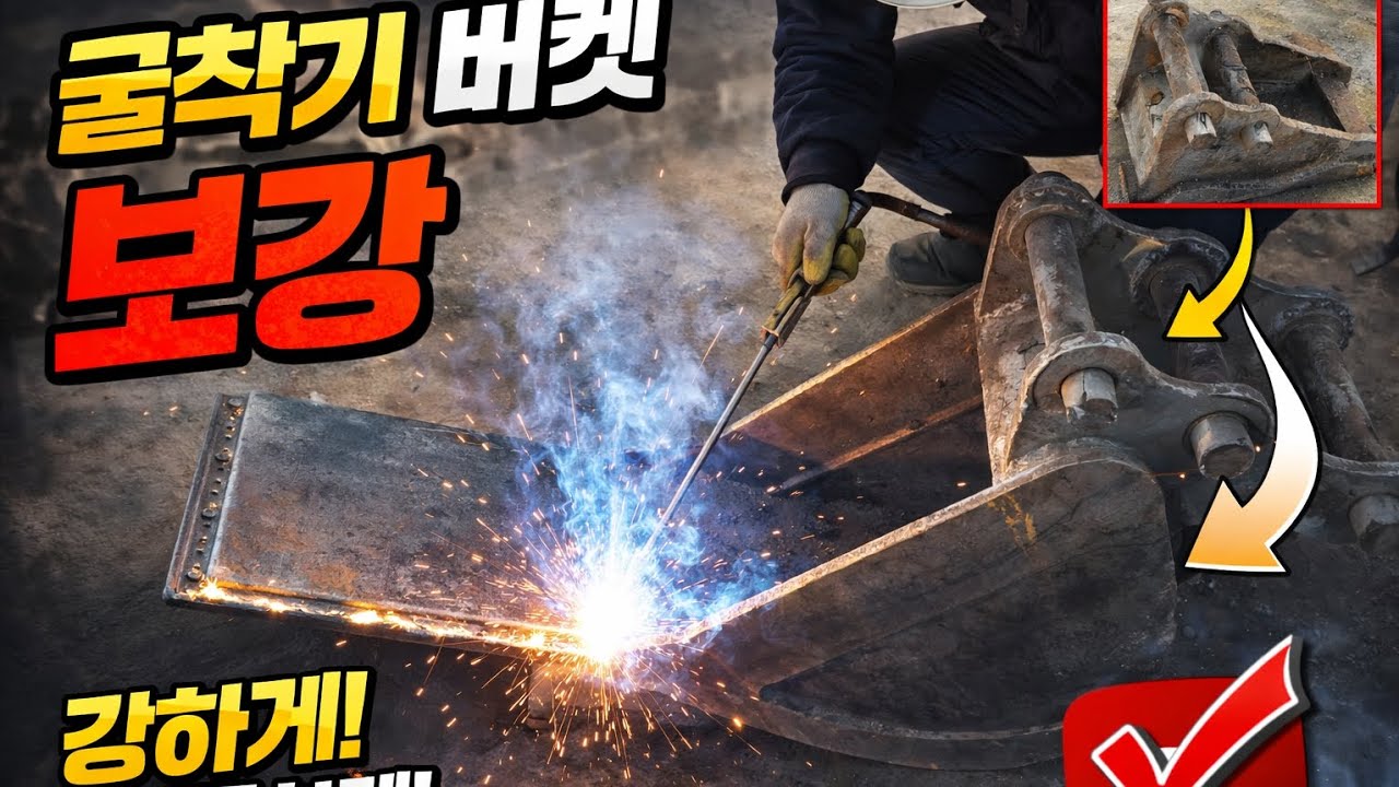 굴착기 버켓(바가지)을 보강하는 과정(The process of reinforcing the excavator bucket)