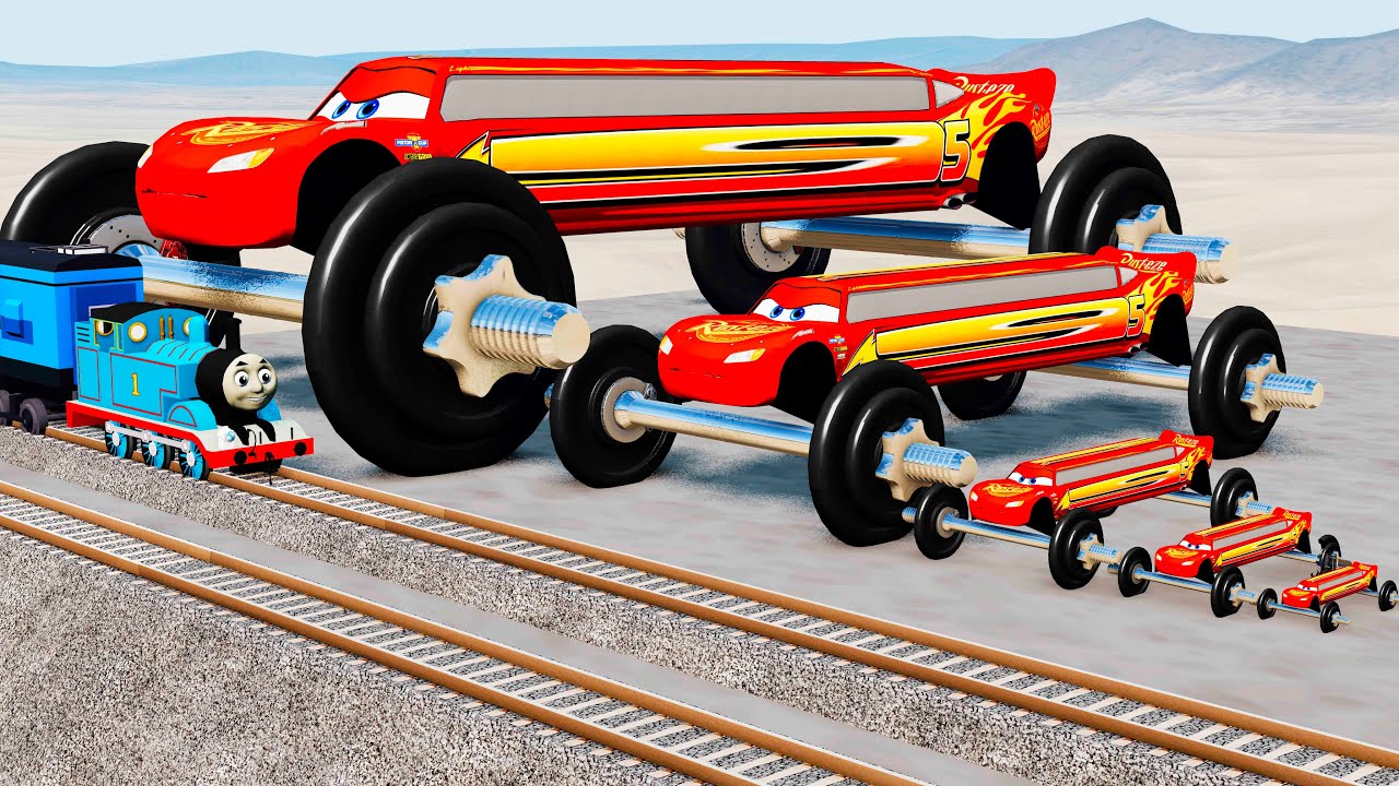 Big & Small All Lightning Mcqueen vs All Train - BeamNG.Drive #2