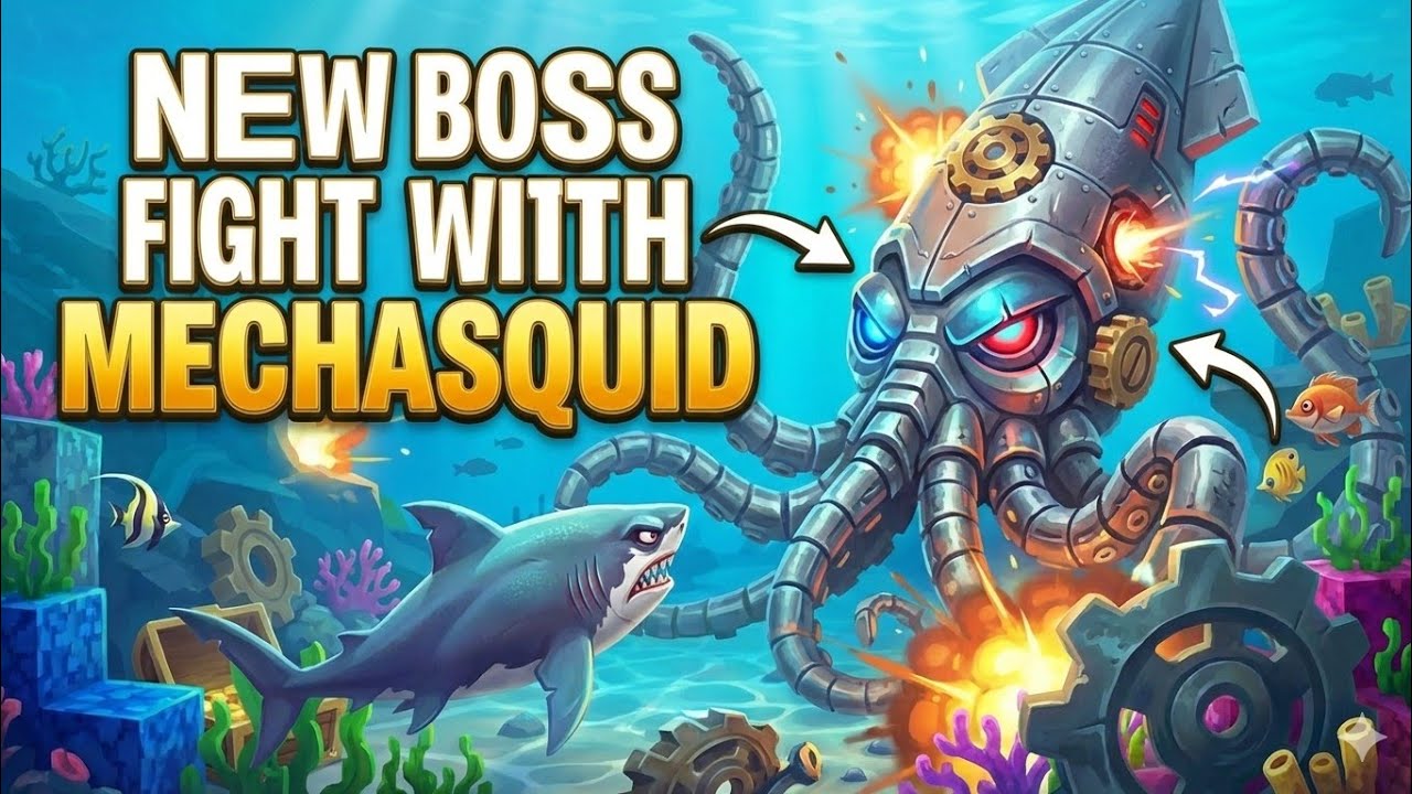 How to: Fight with the New BOSS!! In Hungry Shark World 