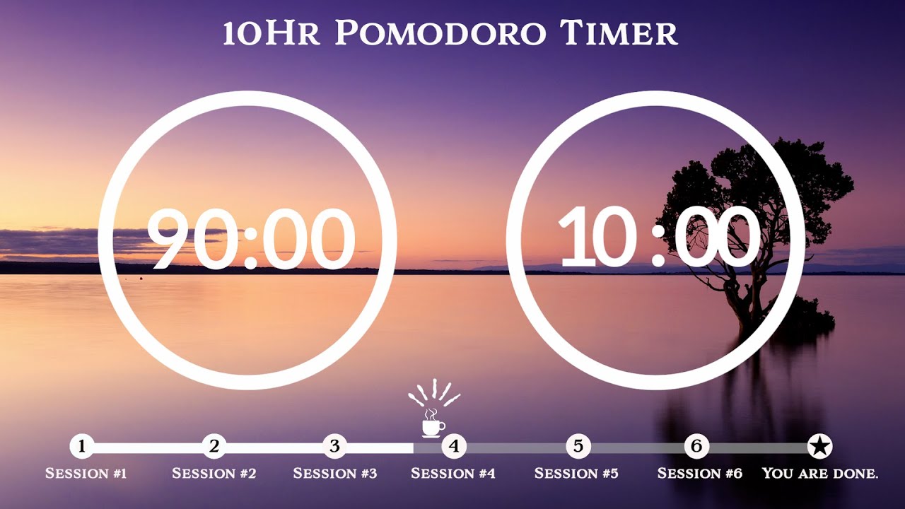 90 Minute Pomodoro Timer🌲Magic forest sound 📚10-Hour Study ⏱Pomodoro 90/10, 90 min x 6 sets
