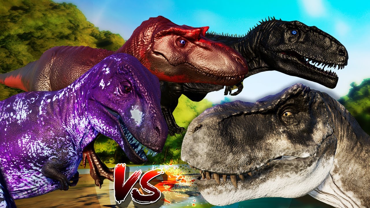 Jurassic World Evolution🌎 Tyrannosaurus,Giganotosaurus,Acrocanthosaurus,Albertosaurus Fight
