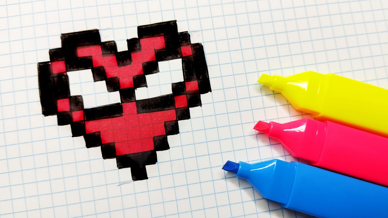 Handmade Pixel Art - How to draw a spiderman heart #pixelart