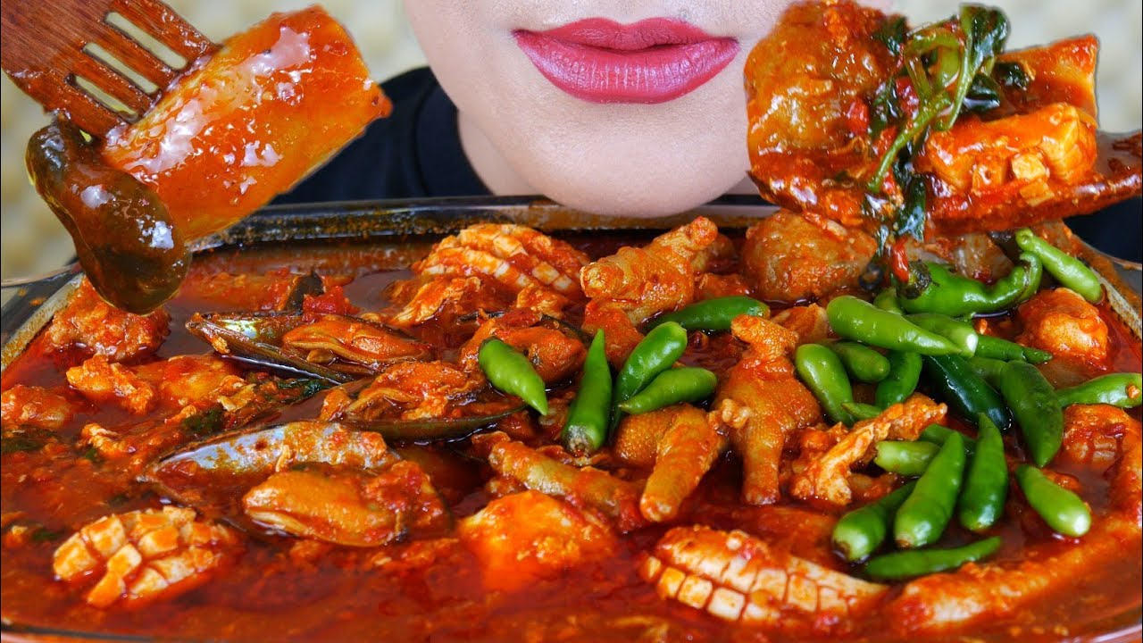 ASMR SEBLAK PEDAS TOPPING JAMUR, CEKER, KERANG IJO, CUMI BUNGA, CEKER | ASMR MUKBANG INDONESIA