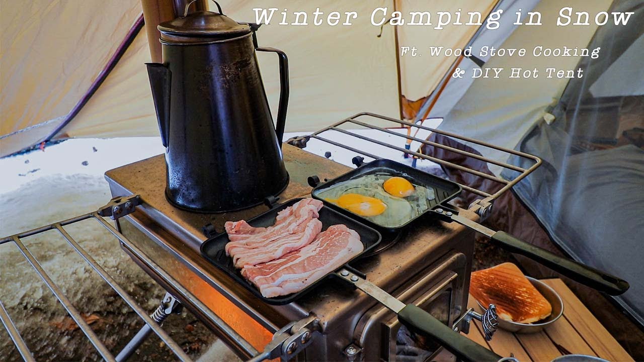 0°F SNOW CAMPING  | DIY HOT TENT  | Wood Stove Bacon Ramyun | Krn BBQ | KEEMI