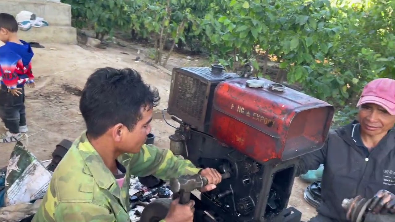 Máy nổ cũ D15 sửa chữa lại nổ như máy mới 