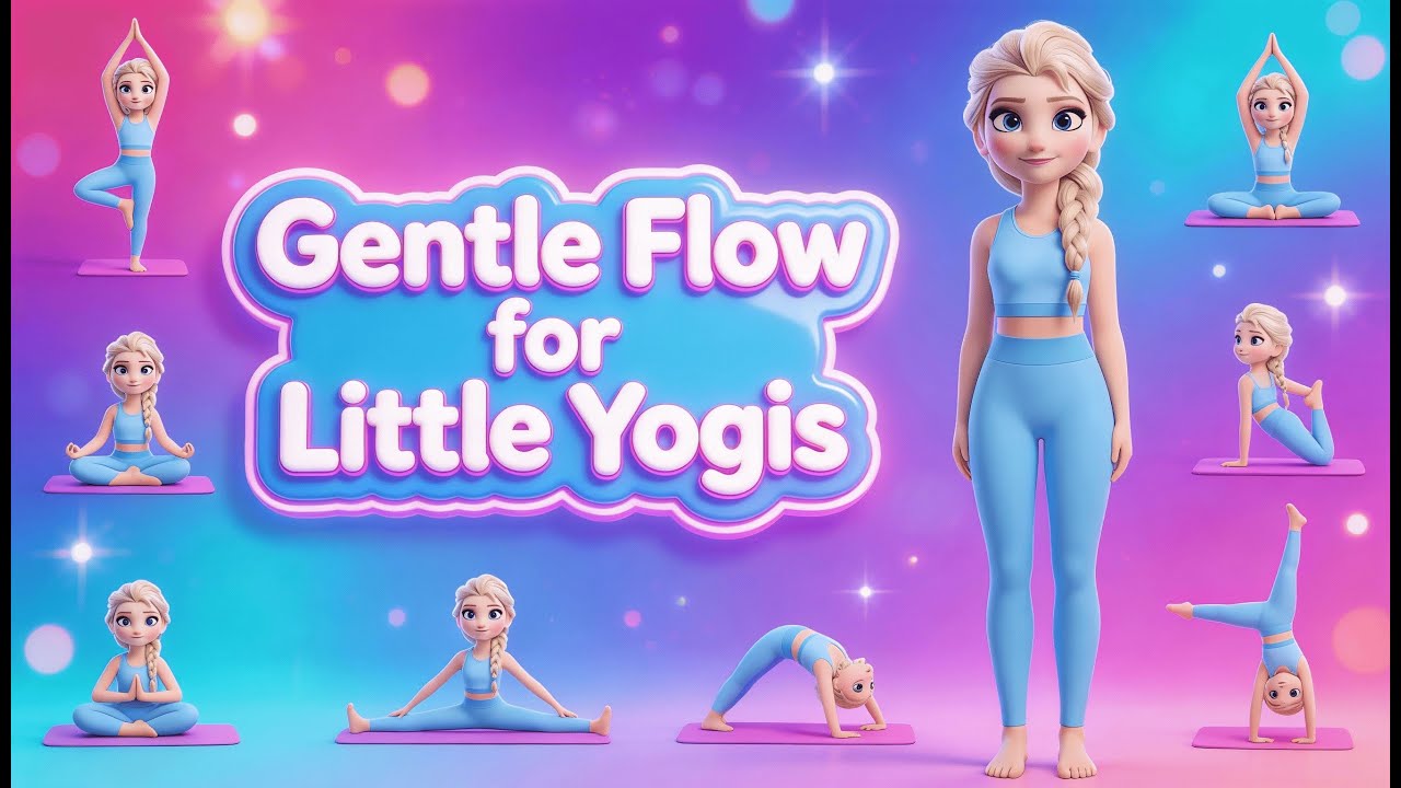 Gentle Flow for Little Yogis with Elsa🌸🧘‍♀️ | Calm & Focus with Kpop music yoga🎶 #CalmKids #SoftYoga