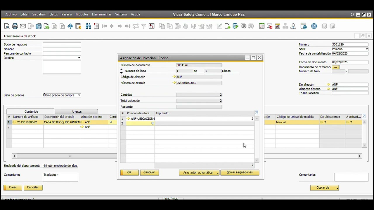 Transferencia de stock