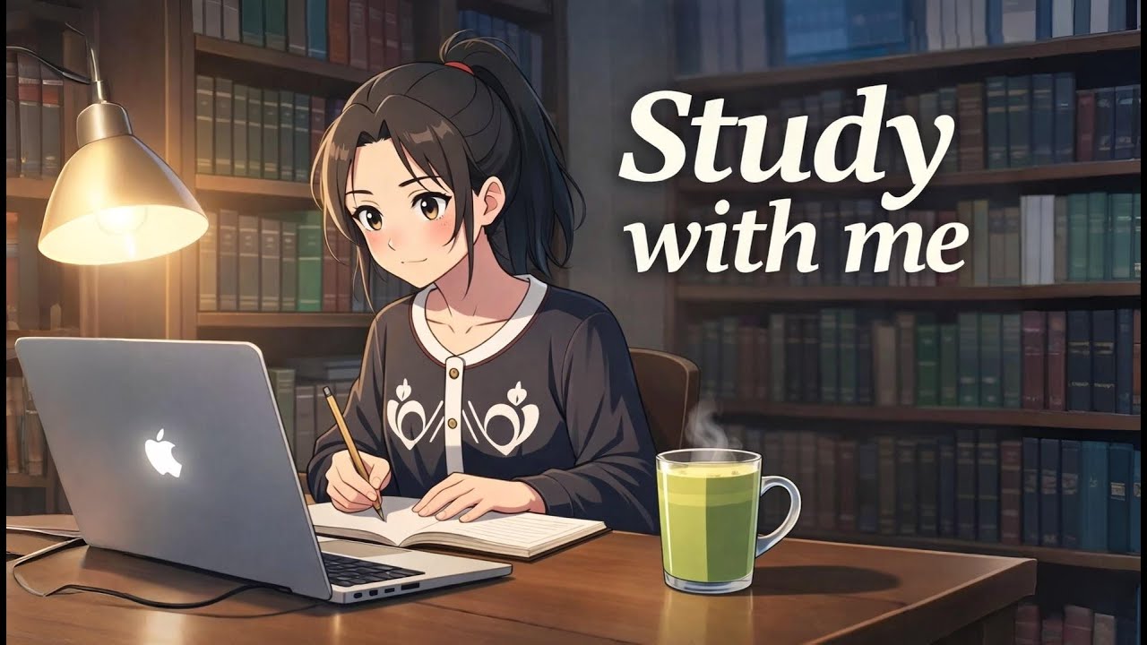 Study With Me ☕️ | Cozy Night Library Studying
