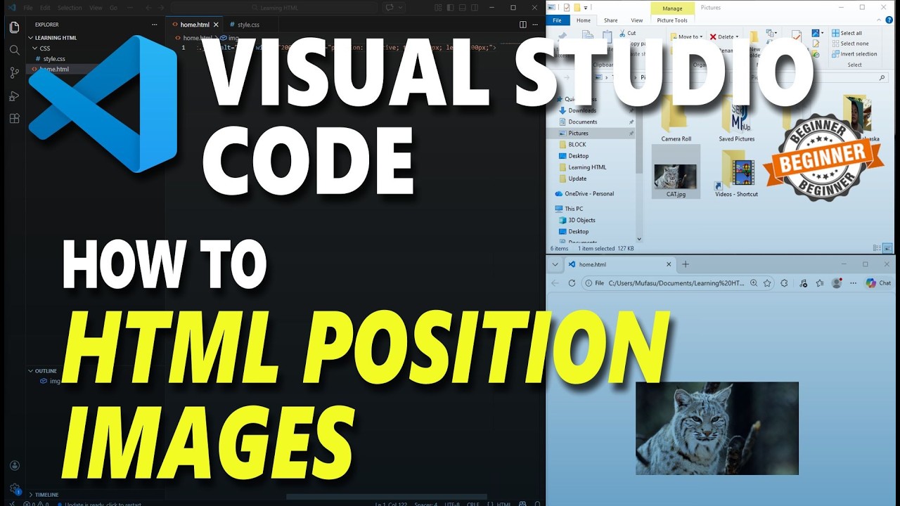 Как расположить изображения в HTML в Visual Studio Code