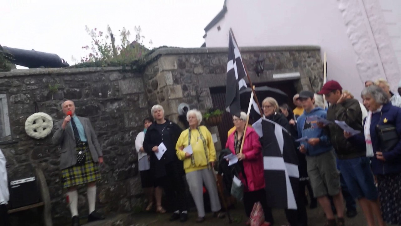Cornish singing of Trelawny , song of the Western man in St Keverne for tonight's An Gof celebration