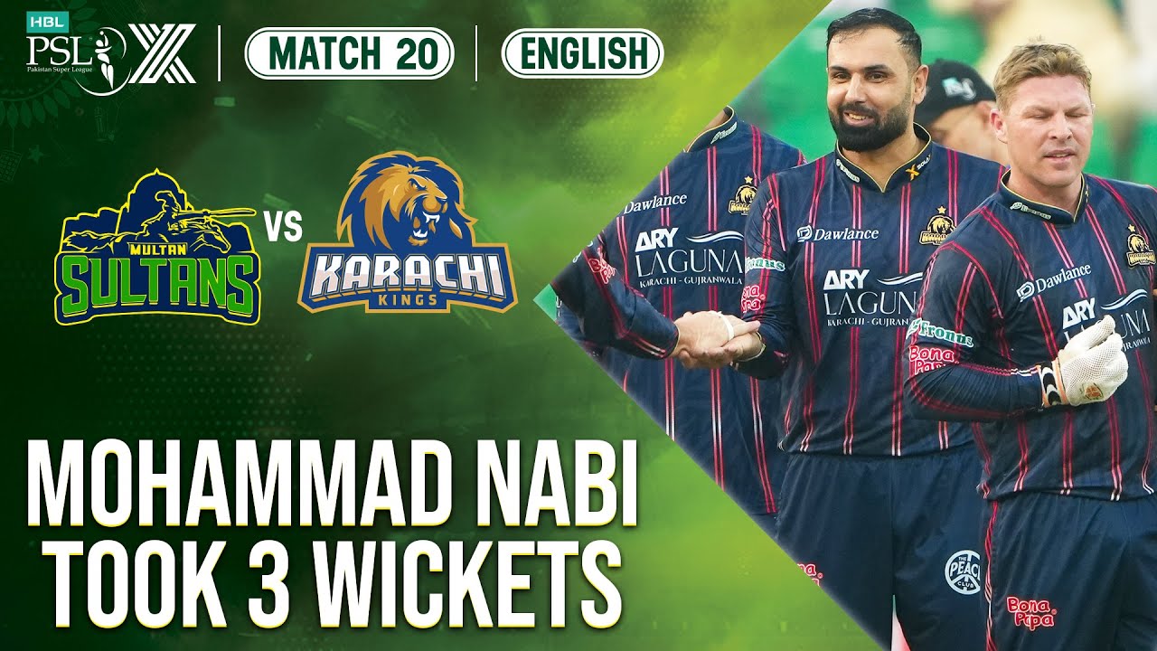 Mohammad Nabi Brilliant Bowling | Multan Sultans vs Karachi Kings | Match 20 | HBL PSL X | M2M1A