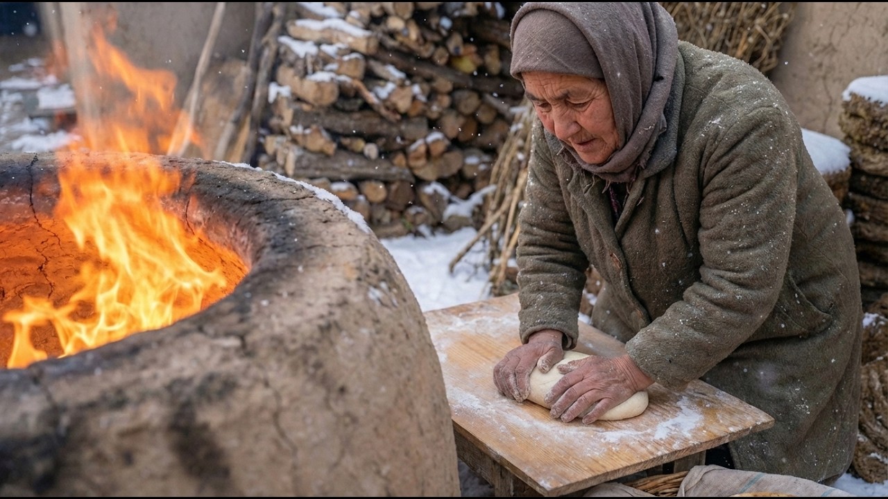 Snowy Afghan Village Winter Routine Traditional Bread Tandoor Cooking & Mountain Life Cinematic ASMR