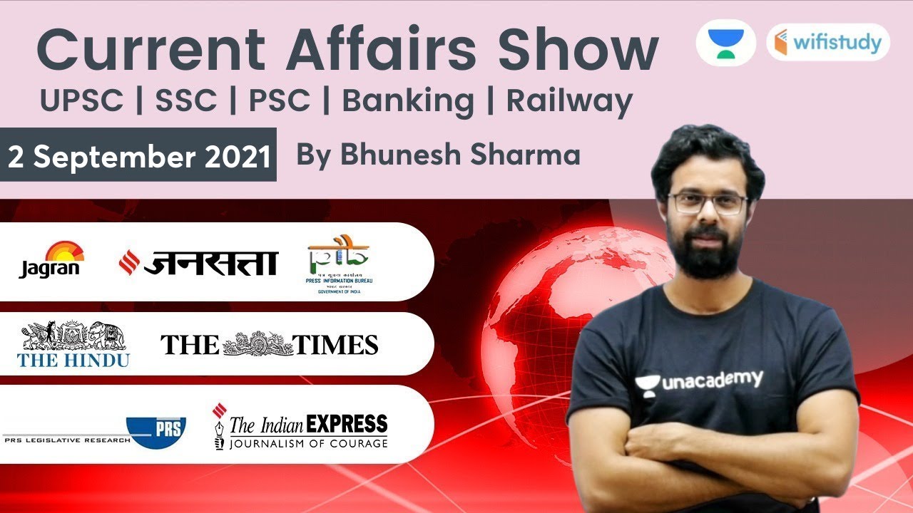 Current Affairs | 2 Sept 2021 | Daily Current Affairs 2021 | wifistudy | Bhunesh Sir