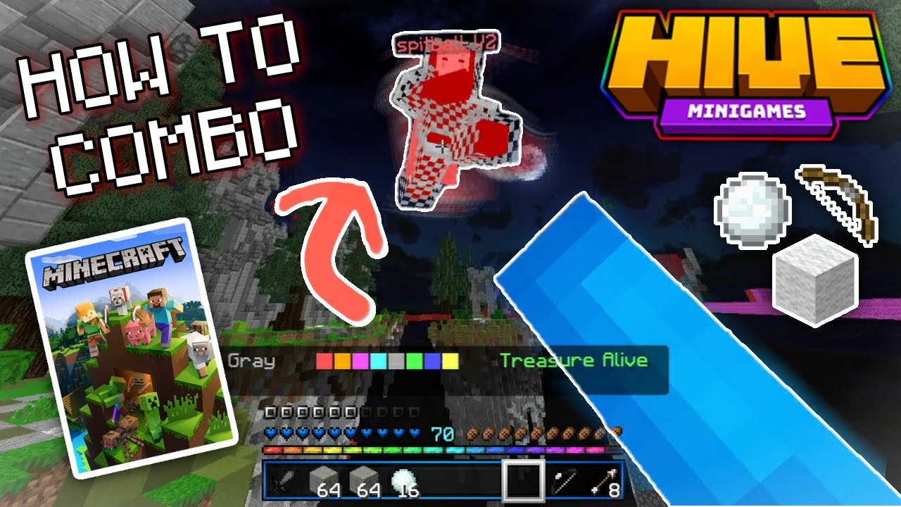 HOW TO COMBO ON THE HIVE IN MINECRAFT BEDROCK EDITION (MCPE, BOW, SNOWBALL COMBOS)