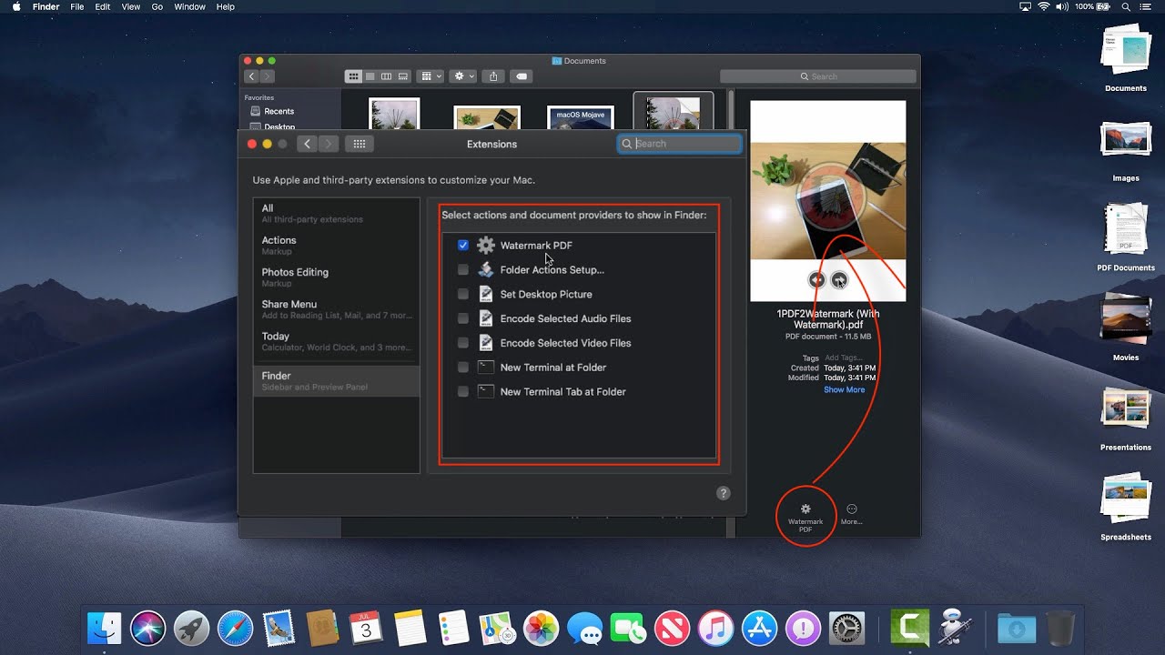 How To Create Quick Actions to Watermark PDF macOS Mojave