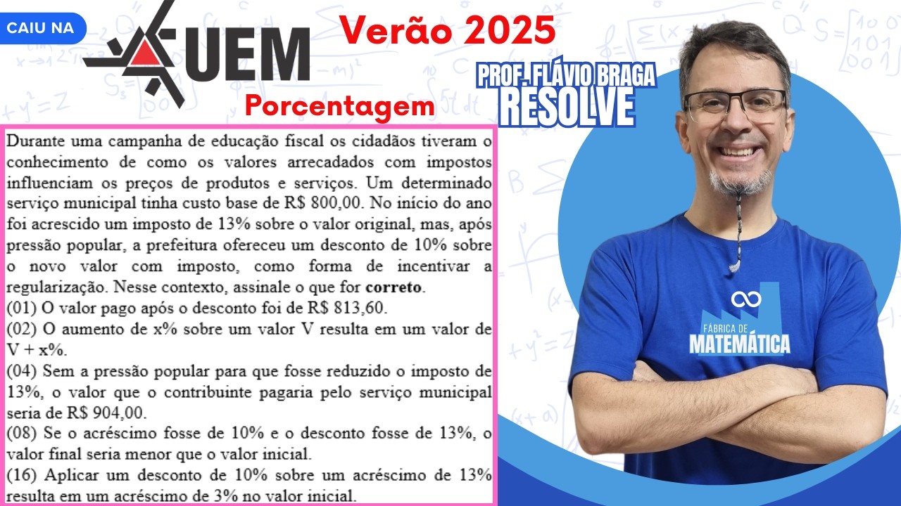 UEM 2025 - Vestibular de Verão - Matemática - Porcentagem