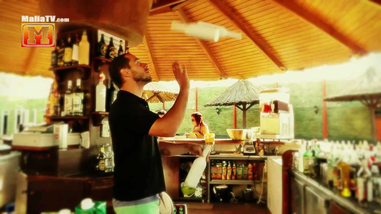 MaliaTV - Flairing With Aris part.1 - Flair Bartending @ Pleasure Beach Malia 2011