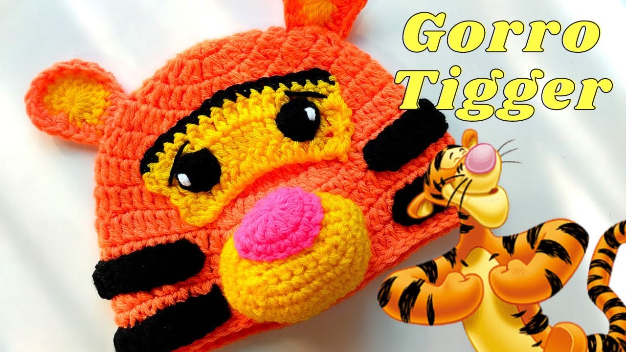 Como hacer un gorro de Tigger Winnie the Pooh todos los talles a crochet paso a paso