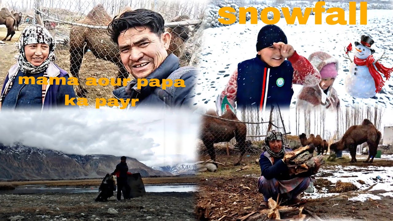 Nubra mai snowfall 🌨️||mama aour papa ka payar❤️||river safaye keya papa nai||ladakhi youtuber