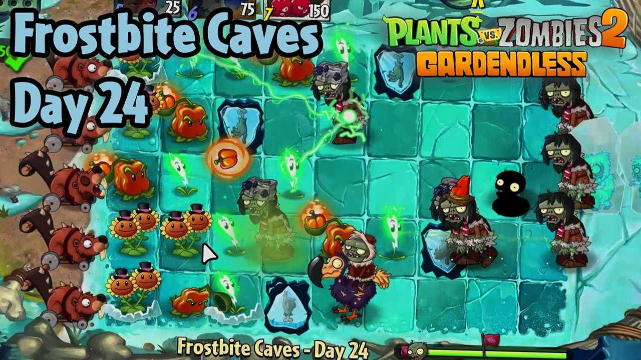 Frostbite Caves - Day 24 [PC] (Hardest difficulty) | Plants vs Zombies 2 Gardendless