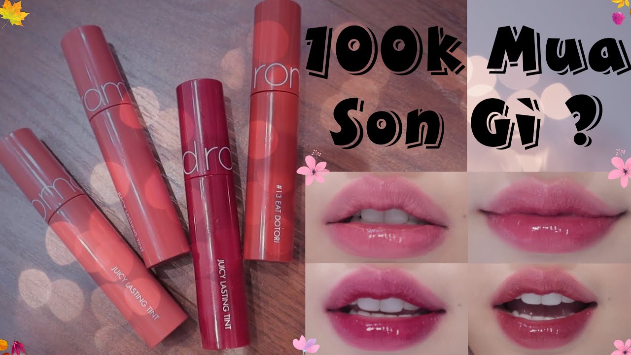 [GIVEAWAY] 100k Mua Son Bóng Rẻ Đẹp | Swatch & Review Juicy Lasting Tint Autumn Berry Series