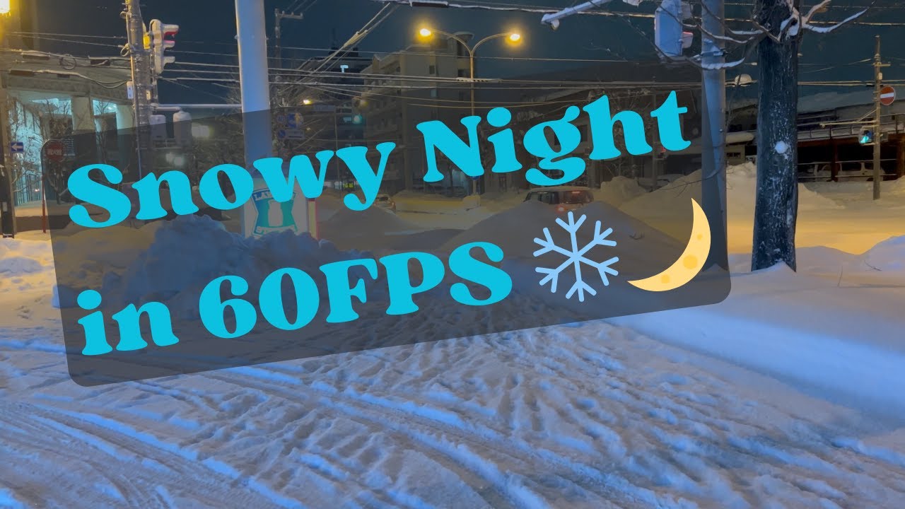 Snowy Night Walk in Asahikawa 🌙❄️ | 60FPS Ultra Smooth | Asahikawa, Hokkaido 🇯🇵