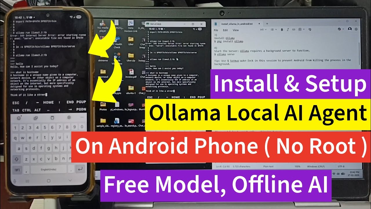 Установка и настройка Ollama Local AI Agent на телефон Android с бесплатными моделями с помощью T...