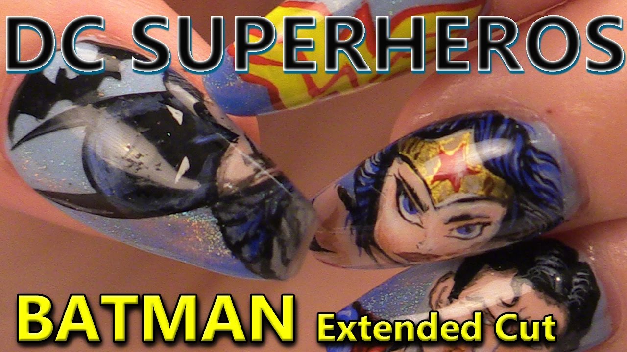 Batman Nail Art Tutorial - DC Comics - Hand Painted - Unedited Version - Step By Step Guide