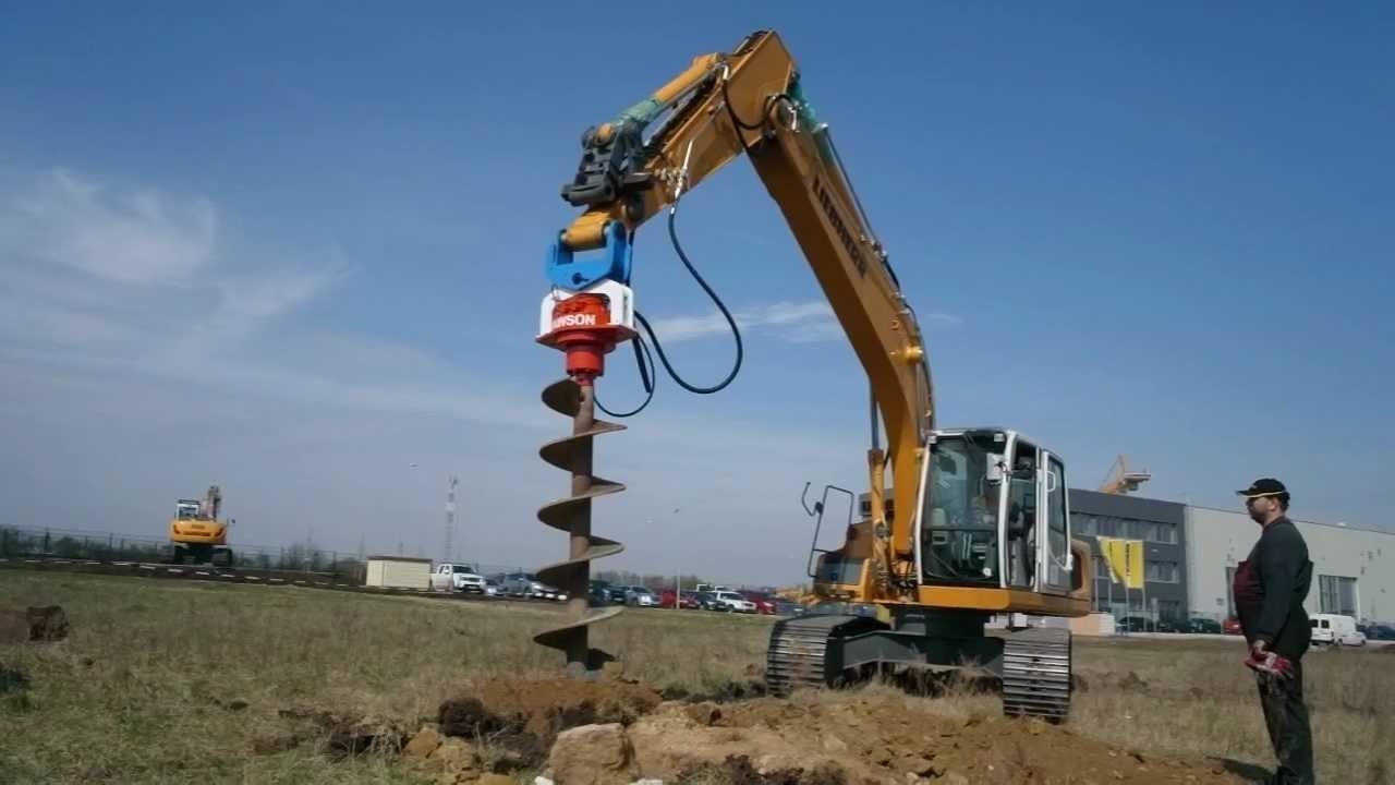 Excavator mounted drill Dawson EMV 300 on Liebherr R916 LC Litronic Classic