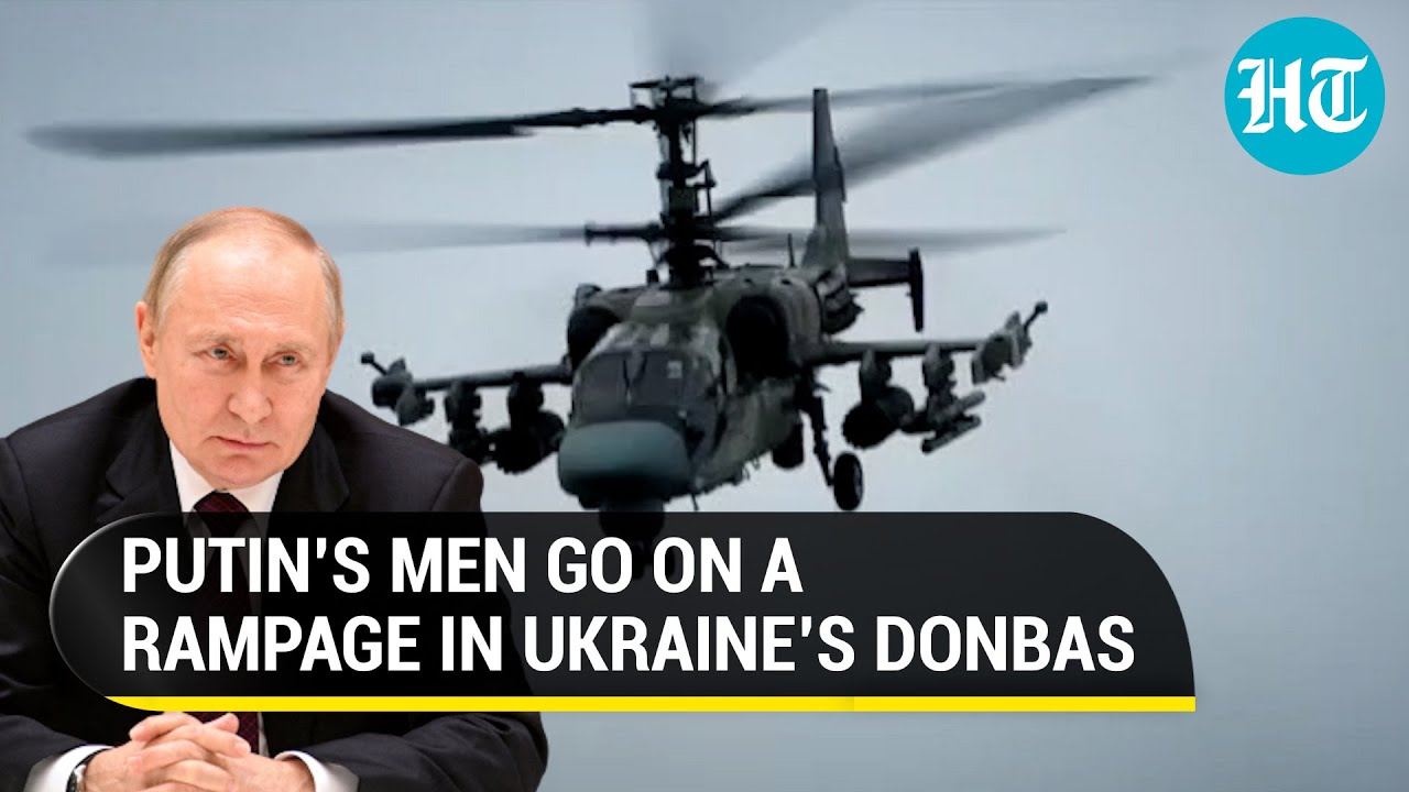 Watch Putin’s choppers give cover fire to Russian troops locked in intense Donbas battle