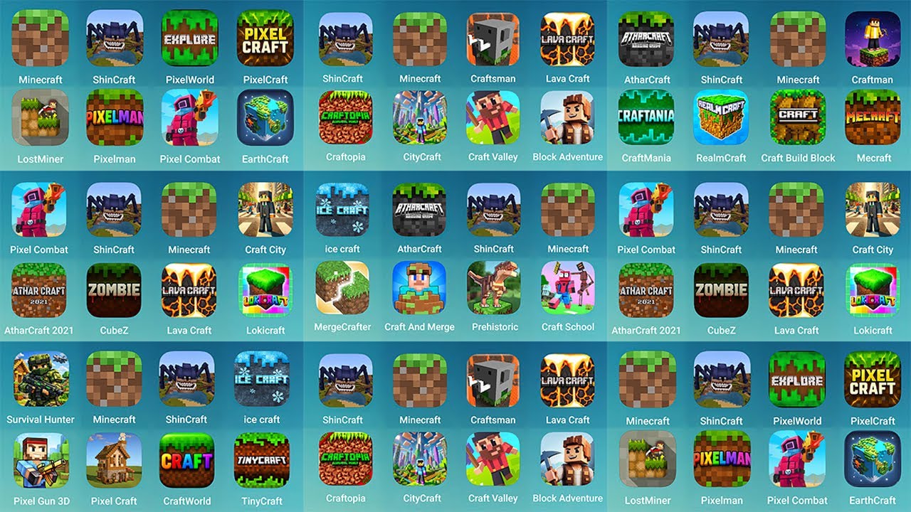 ShinCraft, Minecraft, Survival Hunter, AtharCraft Building, Ice Craft, Pixel Combat, Lava Craft