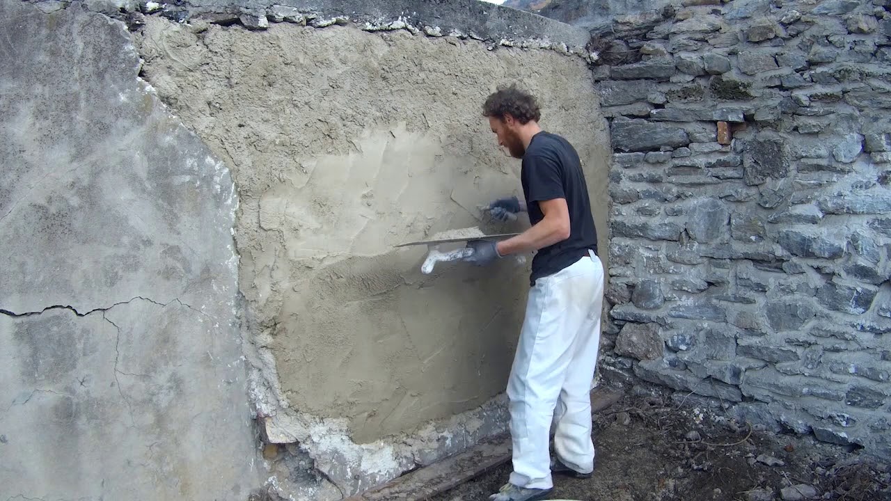 Stuc Chaux sur mur en pierre EP 2/3