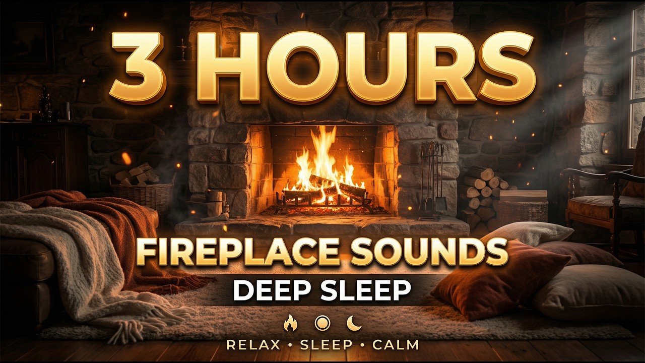 👉 Fireplace Sounds for Sleep 🔥 3 Hours Cozy Crackling Fire (No Music)